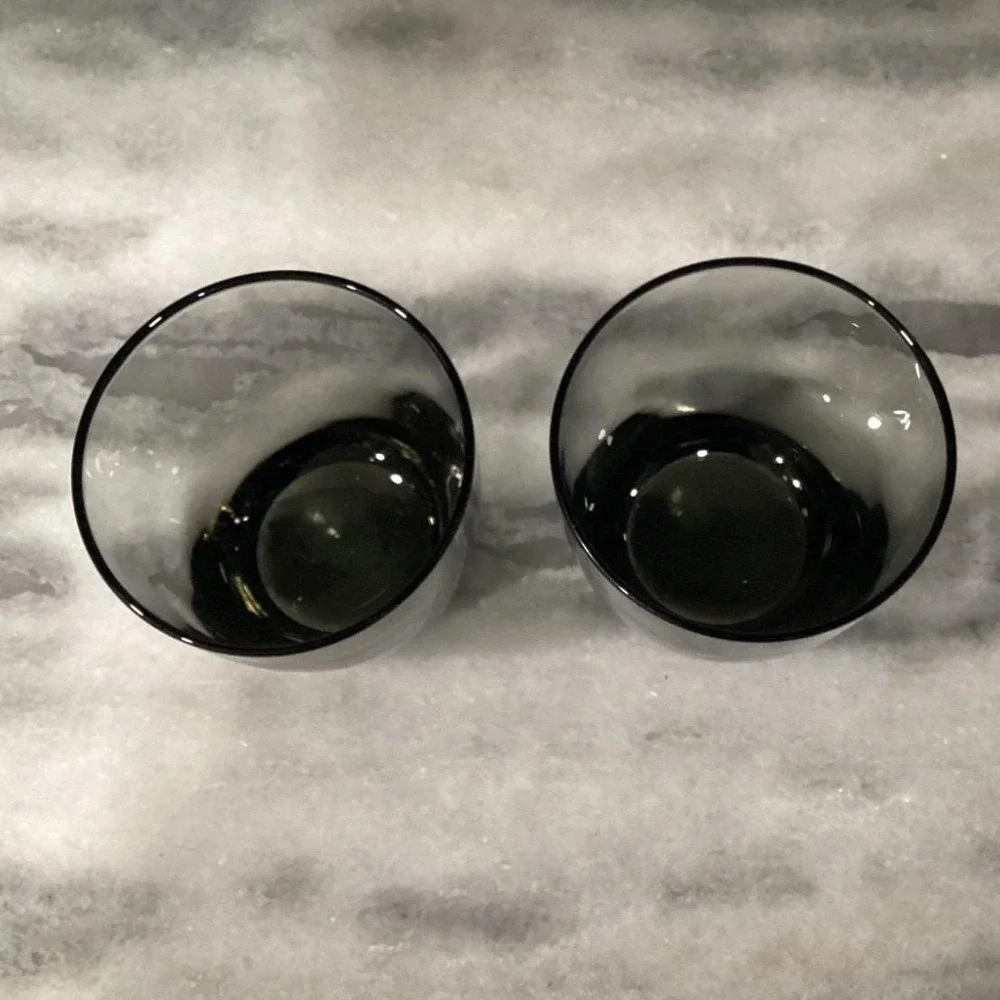 Libbey Smoke Gray Glass Tumblers, Set of 2, Vintage Weighted Bottom Glassware‎